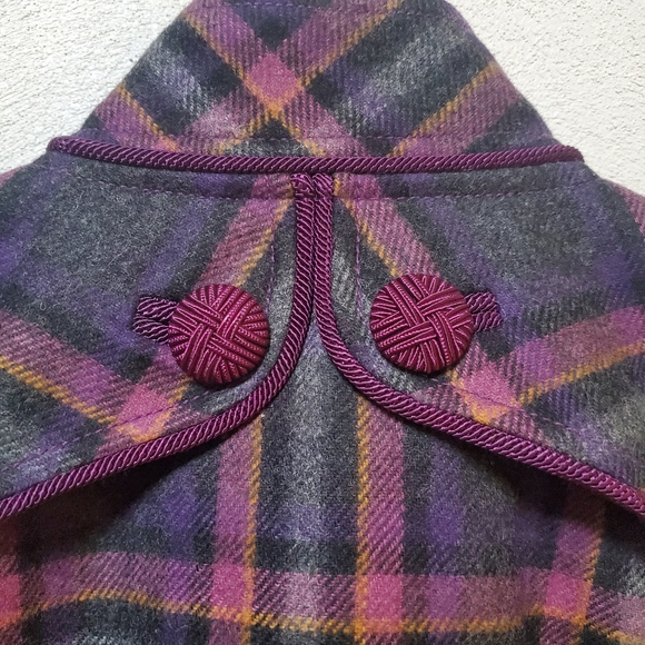 The Limited purple plaid wool blend cape jacket coat Academia Sherlock SZ small - Picture 5 of 14